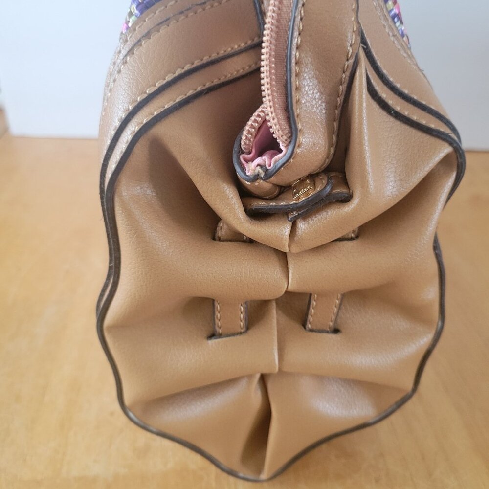 Liz Claiborne New York Handbag Satchel Woven Multicolor Metallic Tan NWT - Picture 11 of 11